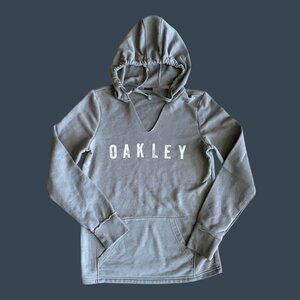 Oakley Gray Hooded Pullover Sweatshirt Size M V-Neck